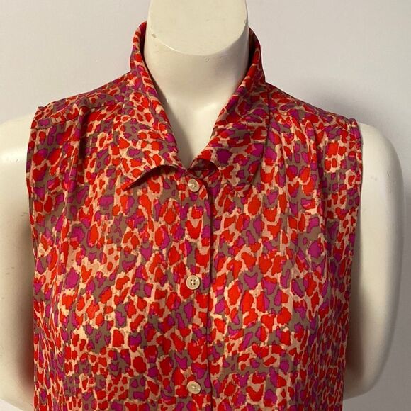 Cabi Sleeveless Collared Button Down Red Blouse Hearbreaker - Picture 1 of 4
